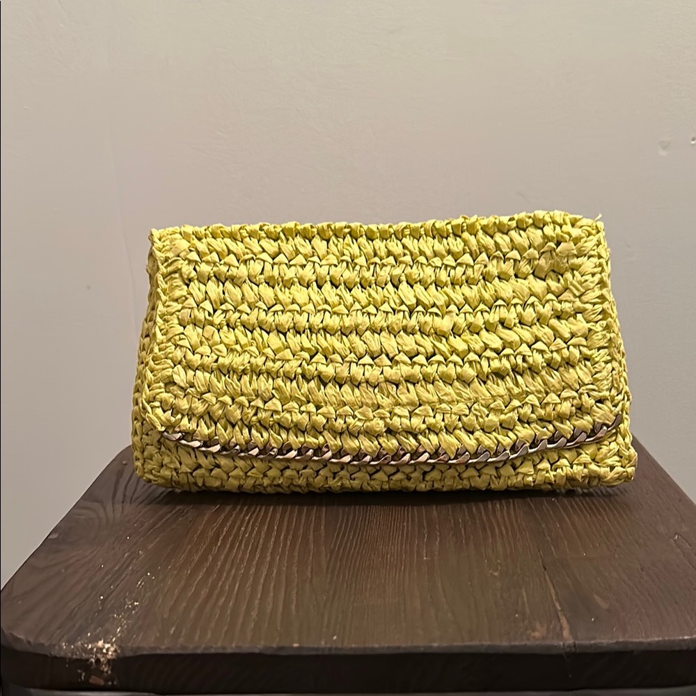 H&M Gold Yellow Clutch with Woven Texture